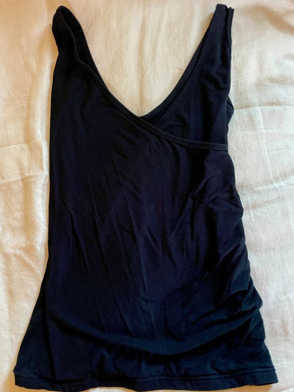 Leom Designs black draped surplice ruched tank xs